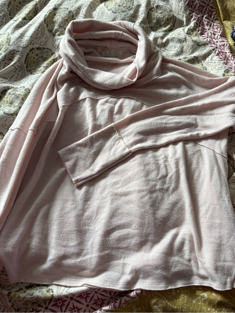 We The Free Pale Pink Cowl Neck Sweater